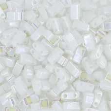 White Pearl Opaque AB Half Tila Beads, colour 0471,  50 Grams - 0471