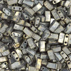 Opaque Smoke Grey Lustre Half Tila Beads, colour 1865, 50 Grams approx. Opaque Smoke Grey Lustre Half Tila Beads, colour 1865, 50 Grams approx.