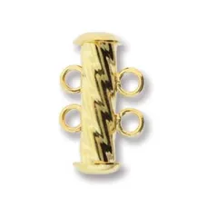 2-Strand 'Fluted' Cylindrical Clasp, 17mm, Gold