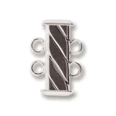 2-Strand 'Fluted' Rectangular  Clasp, 17mm, Silver