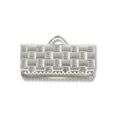 17mm x 10mm extra wide Silver Plated flat crimp end, pack of 6pcs