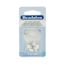 Cord Ends, Fold-Over, 4.4mm (.173 in) O.D., 11.5mm (.452 in) length, Silver Plat...